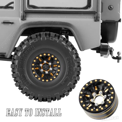 1.0 in Beadlock Wheels Rims for RC Crawler Car 1/18 TRX4M,1/24 SCX24,RC Brass 1.0 Beadlock Wheels Rim,7mm Hex Wheel Rims Brass Rings Deep Dish Rim,4pcs