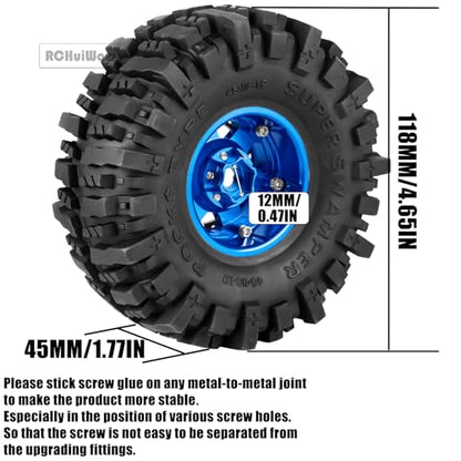1.9 Beadlock rc Tires Wheels for 1/10 TRX4 TRX6 SCX10 90046 AX103007 Gen8 Gen7 D90 VS4-10 MST CFX RC Crawler,1.9 Wheels and Tires Alloy Aluminium Rims w/Rubber Tyres,Navy Blue - color: Navyblue(4pcs)