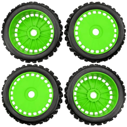 ShareGoo OD 4.64" RC Buggy Rubber Tires w/Plastic Wheel Rims 17mm Hex - Compatible with Arrma 1/8 Typhon 6S 3S BLX Talion 6S BLX Redcat Team Losi HPI HSP Kyosho MP10 1/8 Off-Road RC Buggy (Green) - color: Green