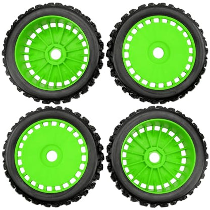 ShareGoo OD 4.64" RC Buggy Rubber Tires w/Plastic Wheel Rims 17mm Hex - Compatible with Arrma 1/8 Typhon 6S 3S BLX Talion 6S BLX Redcat Team Losi HPI HSP Kyosho MP10 1/8 Off-Road RC Buggy (Green) - color: Green