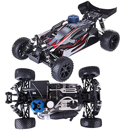 Helixsun VRX RH1006 1/10 Scale High-Speed 2.4GHz 4WD Nitro Off-Road RC Car (Equipped with Force.18 Engine) – Agile Steering, Smooth Riding Regardless of Terrain – RTF/R0070 - color: Black Red