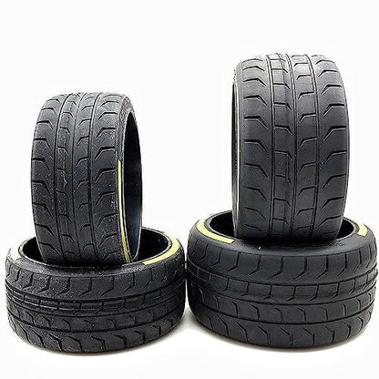 1/8 Scale RC Car Road Tires, 2 Pcs RC Car On Road tire Set with 17mm Hex RC Racing Car Wheel with Rim hub for 1/8 RC Racing Car Accessories (Color : 2 PCS Yellow Back) - color: 2 Pcs Yellow Back