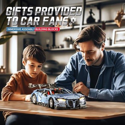 Remote Control Car Building Kit, 1:10 M4 Champion Racing Car Building Block | with Motors Light Rechargeable Battery-2280 PCS,Challenge Construction Toy Gift for Technical Enthusiasts Adults Boys Age 14+ - style: Dynamic Version-motors included