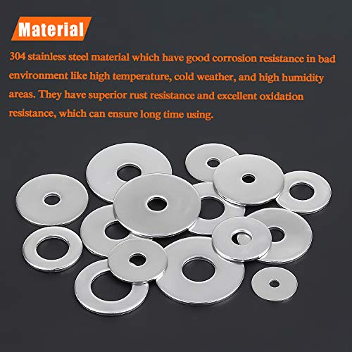 HELIFOUNER 50 Pieces M10x30x1.5mm Fender Washers, 304 Stainless Steel Large Fender Washers, Inner Diameter 10mm, Outer Diameter 30mm, Thickness 1.5mm - size: M10x30x1.5mm