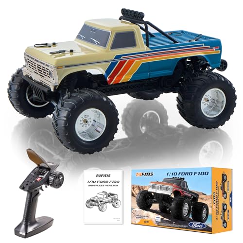 FCXㅤ FMS 1/10 Ford F-100 S Brushless RC Crawler, RS 2WD Off-Road Truck with Wheelie Bar, High-Torque Motor, Hobby Grade Remote Control Car for Adults (Navy Blue) - color: Navy Blue