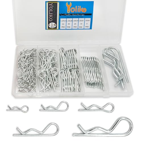 114 Pcs Hitch Pin Clip R Clips Retaining Pins Tractor Cotter Pin Hair Pin Assortment Spring Clip Retainer Pins Hitch Keeper Pins Kit for Dolly Pins/Trailer Pin Clips/Hand Ttruck Pin Replacement - size: Galvanized 114 pcs in 5 size