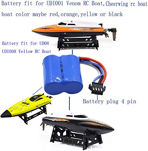 Blomiky 2 Pack 7.4V 600mAh Li-ion Battery with SM-4P Plug for Old Version UDI008 UD08 UDI001 Venom Speed RC Boat UDI001 Battery 2