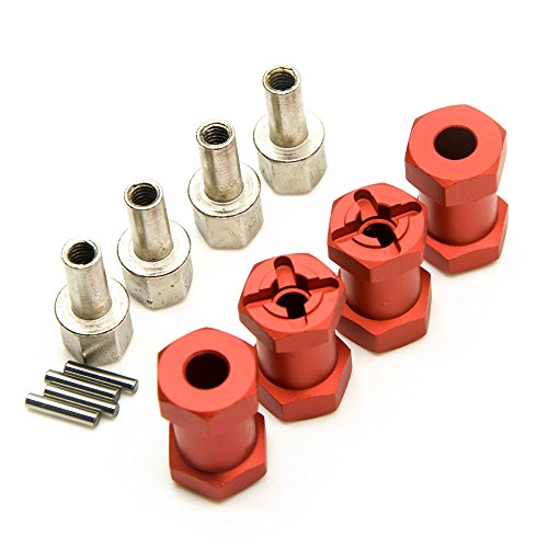 RC 12mm Wheel Hex Drive Hubs Combiner Coupler Aluminum 15mm/20mm/25mm/30mm Offset Extension Longer Combiner Drive Adapter for 1/10 Axial SCX10 Wraith RC Car Upgrade Parts (Red - 20mm) - color: Red - 20mm