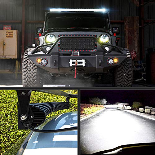 Nilight 54 Inch 312W Curved Spot Flood Combo Led Light Bar LED Off Road Light Driving Light and 1PC 14AWG 12V 5Pin Rocker Switch Wiring Harness Kit - 1 Lead - size: 54Inch 312W Light Bar +Wiring Harness