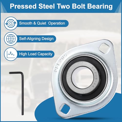 uxcell 2Pcs SBPFL205-14 Pillow Block Bearings 7/8" Bore Bearing Units Steel Flange Mounted Bearing Housing with Wrench - size: SBPFL205-14 (7/8" ID)