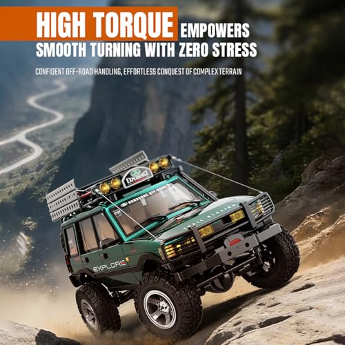 JXC LR1801 RC Crawler, 1/18 Scale 4WD Off Road RC Crawler with 3-Speed Mechanical Transmission with Reverse Rotation, Full-Proportional 2.4GHz, 40 Mins, LED Lights, RTR Rock Crawler (Blue)