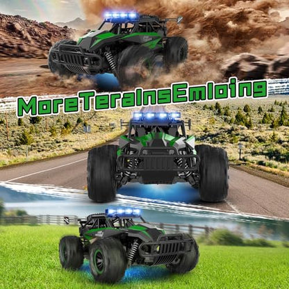 kolegend Remote Control Car 50+Min RC Cars Toys 1:12 Scale Monster Trucks 20KM/H Remote Control Monster Truck with LED Headlight and 2 Battery Gifts for Boys 8-12,Green - color: Green