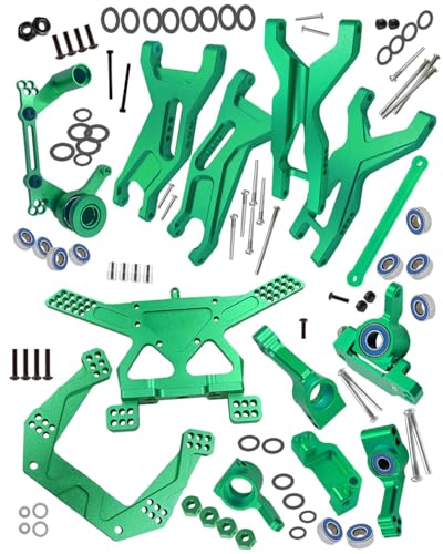 Upgrades Part for 1/10 Slash 2WD VXL,Aluminium Suspension Arm,Shocks Tower,Steering Blocks,Caster Block,Rear Stub Axle Carriers,Steering Bellcranks Hops Up,Green - color: Green - (Upgrades)