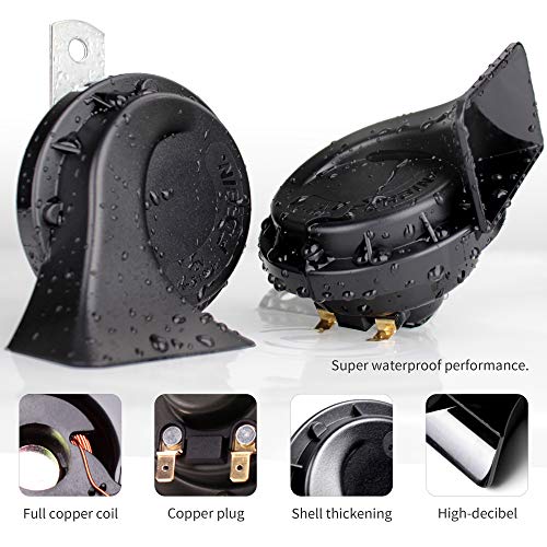 FARBIN Train Horn for Truck Car Horns Waterproof Auto Horn Electric Horn | 4Pcs, black classic design, waterproof, 12V 130dB loud, universal for any 12V vehicles - style: Two pairs of horn