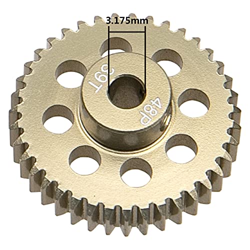 ShareGoo 7075 Aluminum Alloy 48P 3.175mm Pinion Gear Sets 36T 37T 38T 39T Motor Gears Fit 3.175mm (1/8-Inch) Shaft Compatible with HPI Losi Axial Traxxas Tamiya 1/10 RC Car,4Pack