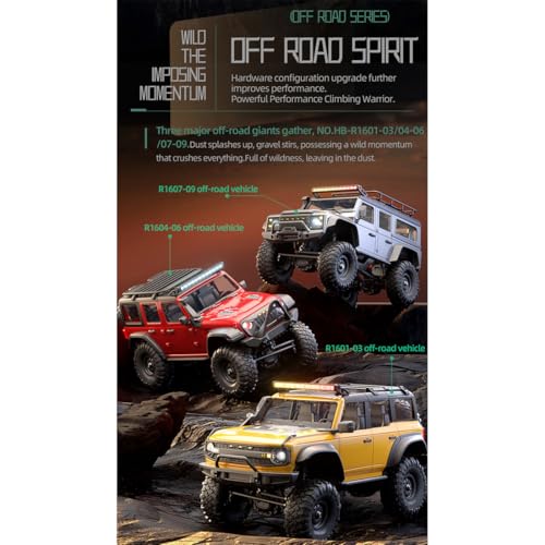 1/16 Scale Full Proportional RC Crawler – 4WD All-Terrain Crawling Off-Road Truck with Metal Chassis and RGB LED Lights, RC Cars for Adults - color: Red