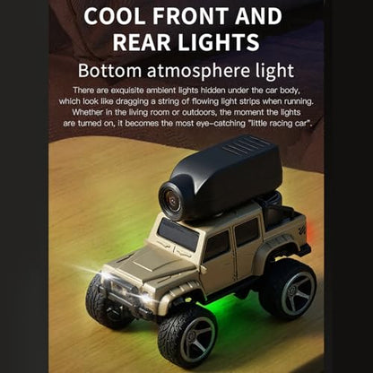 1:64 Alloy Mini RC Crawler with Camera, WiFi APP 2.4GHz (Yellow) | Alloy Body, 480P Camera & LED Lights. Dual Control: Phone APP or Remote. Gravity Sensing, Auto Demo & Cruise for Hobbyists - color: Yellow