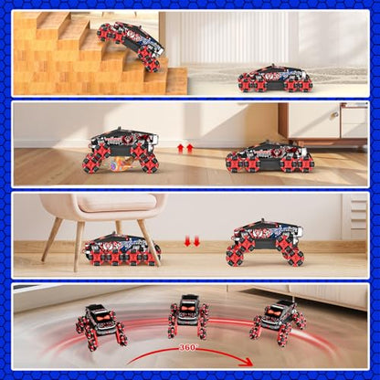 8WD Gesture Sensing RC Stunt Car Toys for Boys, Spider Remote Control Car | Hand Controlled Remote Control Car with Cool Light, Music & Spray, Christmas Birthday Gift for Kids 6 7 8 9 10 11 Year Old - color: Black