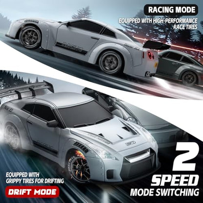 1/24 4WD RC Drift Car, 2.4GHz 20KM/H High Speed Remote Control Racing Car with Drifting Tires, Gift for Kids Adults - color: White