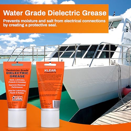 Dielectric Grease, Non-Conductive Technician Grade Silicone Grease, 3.3 oz | Klear Concepts Silicone Electrical Grease for Connectors, Spark Plugs & Rubber Parts, Automotive Formula, Made in the USA