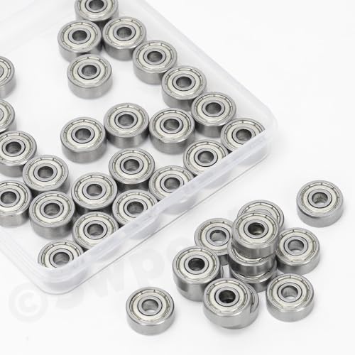 Swpeet 40Pcs 693ZZ Ball Bearings Assortment Kit, 3 x 8 x 4mm Carbon Steel Deep Groove Bearings, Miniature Bearings, Double Shielded - size: 693ZZ-40PCS, style: Carbon Steel