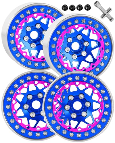 RC 1.9 Beadlock Wheel Rims for 1/10 SCX10 90046 AXI03007 TRX4 TRX6 VS4-10 Gen7 Gen8 MST CFX D90 RC Crawler,Aluminum 1.9" RC Tires Wheel Rim RC Truck Tires Wheels Rims.(4PCS) Blue - color: Blue（1.9 Rim）