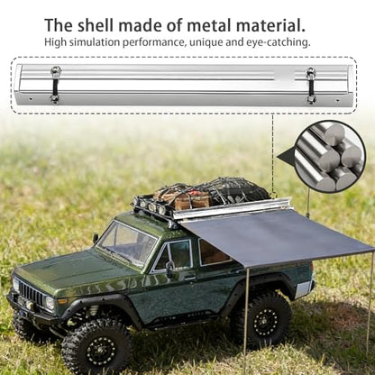 1/18 RC Car Simulated Side Tent Roof-Mounted Wear Resistant Awning Metal Practical Rain Shelter Tent Easy Installation DIY Upgrade Parts for Traxxas TRX4M RC Crawler Truck Buggy Fittings (Silver) - color: Silver