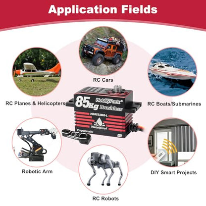 HobbyPark Direct Powered Fast Speed RC Steering Servo Brushless High Torque 85kg / 1380oz-in Powerful for 1/7 1/8 1/10 RC Crawler Truck Short Course Buggy Car Basher Bashing Upgraded Servos