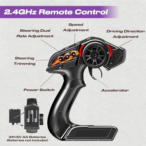 RC Car for Adults Boys, 1:8 Scale 50KM/H High Speed Vehicle with 2.4 GHz Remote Control, Waterproof Off-Road Monster Truck, 2 Rechargeable 2600mAh Batteries, Racing Car Toys