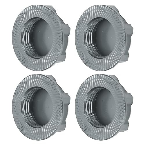 17mm Hex Wheel Nuts, 4pcs Aluminum Alloy 17mm Self Lock Hex Wheel Nuts Adapter Dustproof Caps for 1/8 RC Car Track Wheel Rims (Grey) - color: Grey