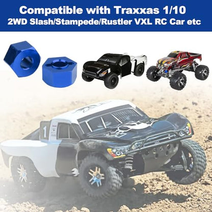 Hobbypark Anodized Aluminum Hex Wheel Hubs Pins and M4 Flanged Lock Nuts Washers Set for Traxxas Slash 2WD 1/10 Upgrade Parts Replace 1654 3654 (Navy Blue) - color: Navy Blue