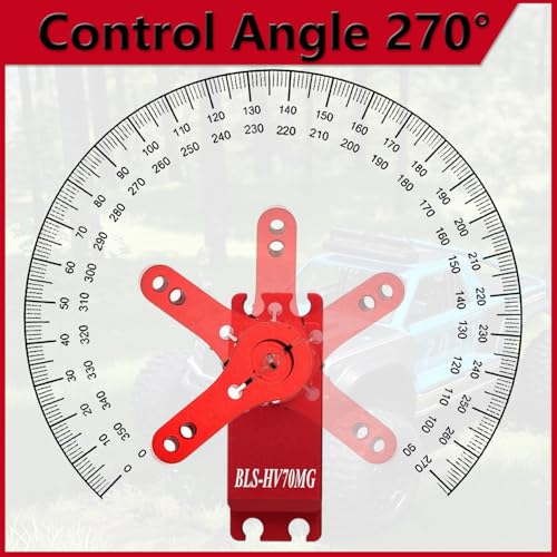 70KG High Torque Servo Brushless RC Digital Servo BLS-HV70MG All-Metal IP67 Waterproof Steering Motor for 1/8 1/10 RC Helicopter Airplane and Buggy Car, 270° Control Angle - style: Red 70KG - 270 Degree
