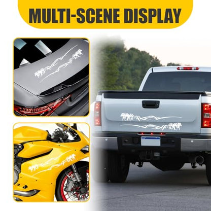 2PCS Horse Car Sticker Decal, Waterproof Vinyl Automotive Running Horses Bumper Sticker Decoration, Self-Adhesive Cool Car External Window Decal Accessories for Truck, SUV (White)