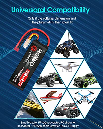 HOOVO 3S 11.1V 3200mAh 50C RC Lipo Battery with T Connector(2 Packs) | for RC Car RC Helicopter Airplane Quadcopter RC Models
