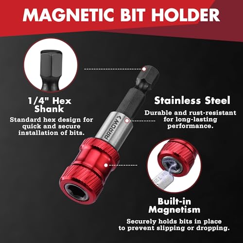 ARROW 59-Piece 1/4" Screwdriver Bit Set, S2 Steel Color-Coded Bits | Magnetic Bit Holder & Storage Case, Compatible with Power Drill, Screwdriver, and Mini Ratchet Wrench - style: 59 PCS Screwdriver Bit Set
