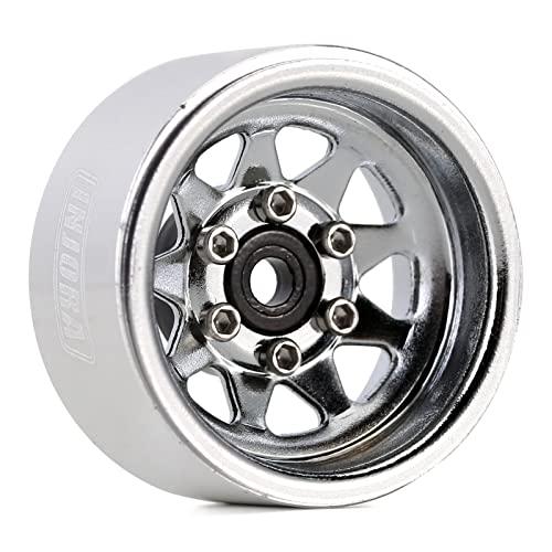 INJORA Stamped Steel 1.0 Beadlock Wheel Deep Dish for 1/18 1/24 RC (Silver) - color: Silver