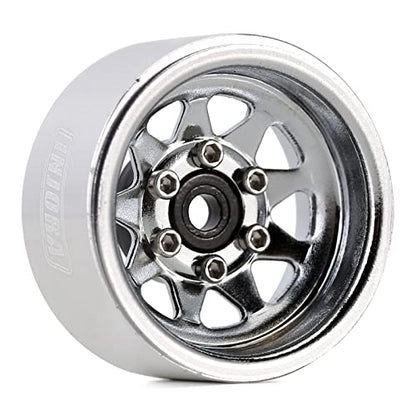 INJORA Stamped Steel 1.0 Beadlock Wheel Deep Dish for 1/18 1/24 RC (Silver) - color: Silver