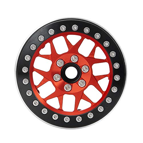 2.2inch Beadlock Wheels Rims 35mm for 1/10th Scale RC Crawler Model Car Wraith 90018 -Pack of 4 (Red) - color: Red