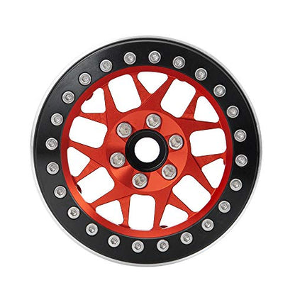 2.2inch Beadlock Wheels Rims 35mm for 1/10th Scale RC Crawler Model Car Wraith 90018 -Pack of 4 (Red) - color: Red