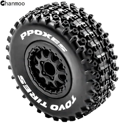 1/10 RC Short Course Truck Wheels and Tires with 12mm Hex 1:10 Scale Off Road Tyres for 1/10 RC Off-Road Car Traxxas TRX4 Slash Arrma Losi Tenacity Vkar 10sc Hpi RC Buggy Car 4PCS (B Tires) - color: B Tires