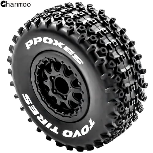 1/10 RC Short Course Truck Wheels and Tires with 12mm Hex 1:10 Scale Off Road Tyres for 1/10 RC Off-Road Car Traxxas TRX4 Slash Arrma Losi Tenacity Vkar 10sc Hpi RC Buggy Car 4PCS (C Tires) - color: C Tires
