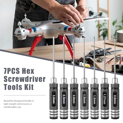 7pcs Precision RC Hex Screwdriver Set 0.9mm-3.0mm RC Tool Kit | Micro Allen Wrenches - Essential Repair Tools for RC Cars and Helicopters & 3D printer