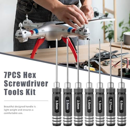7pcs Precision RC Hex Screwdriver Set 0.9mm-3.0mm RC Tool Kit | Micro Allen Wrenches - Essential Repair Tools for RC Cars and Helicopters & 3D printer