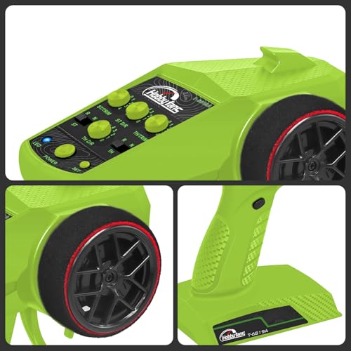RC Radio System 4CH 2.4G RC Transmitter with Receiver and Lanyard Anti-Jamming Remote Controller for RC Car Crawler Boat, Green & Black - color: Green & Black