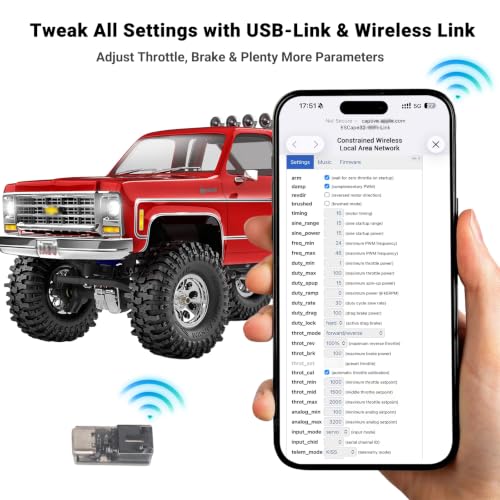 Ghost Brushless ESC 30A Electric Speed Controller with 5A BEC 5~8.4V for TRX4M 1/18 & SCX24 1/24 RC Crawlers Car with ESCape32 WiFi-Link Parameter Configuration Tool - color: 30A ESC