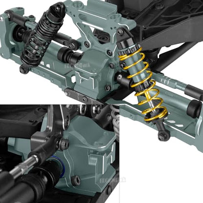 Aluminium Transmission Gearbox Upgrades Part for 1/10 Slash/Rustler/Stampede/Jato VXL 4X4 4WD,XO-1,RC Front Rear Gearbox & 37T Differential Gear,Replace #6880#6881,Titanium - color: Titanium - (Upgrades)