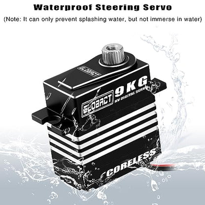GLOBACT 9kg Servo Kit HV 4.8V-8.4V for 1/18 TRX4M Black | High Torque Digital Servo, Coreless Motor Servo, Including Servo Mount/Steering Link