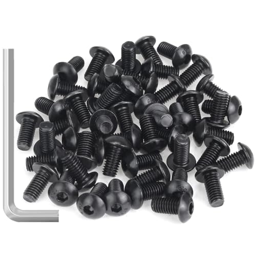 55 Pieces M5 x 10mm Button Head Socket Cap Screws, Thread Pitch 0.8mm, Sutemribor M5 Black Screws, 10.9 Grade Alloy Steel, Black Oxide Finish, Fully Threaded - size: M5 x 10mm, style: Button Head