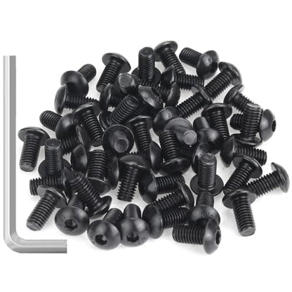 55 Pieces M5 x 10mm Button Head Socket Cap Screws, Thread Pitch 0.8mm, Sutemribor M5 Black Screws, 10.9 Grade Alloy Steel, Black Oxide Finish, Fully Threaded - size: M5 x 10mm, style: Button Head