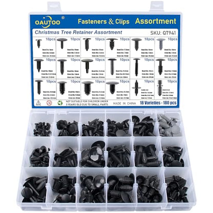 180pcs Single Head Xmas Tree Retainer Clip Assortment Automotive Push Pin Rivets Kit